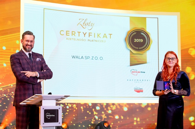 Золотой сертификат для компании WALA