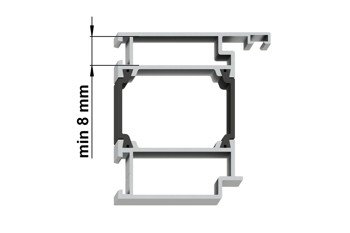for profile with narrow thermal barrier from hinge side (at least 8mm width)