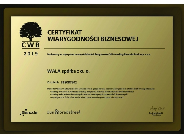 2019 Business Credibility Certificate