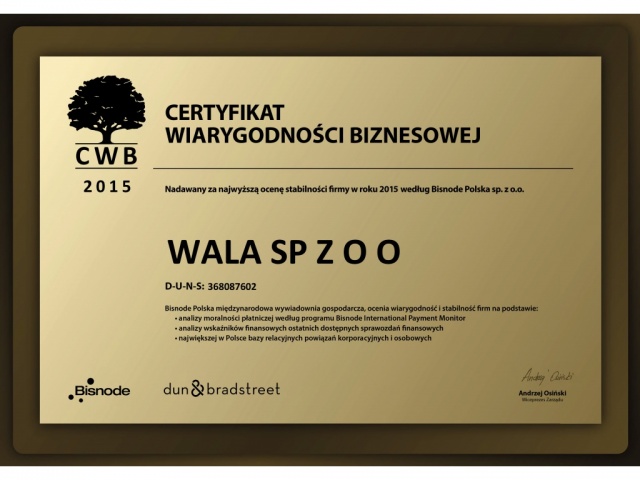 2015 Business Credibility Certificate