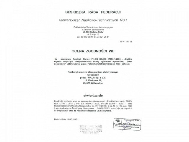Ocena zgodności WE dla uchwytów z elektroniką