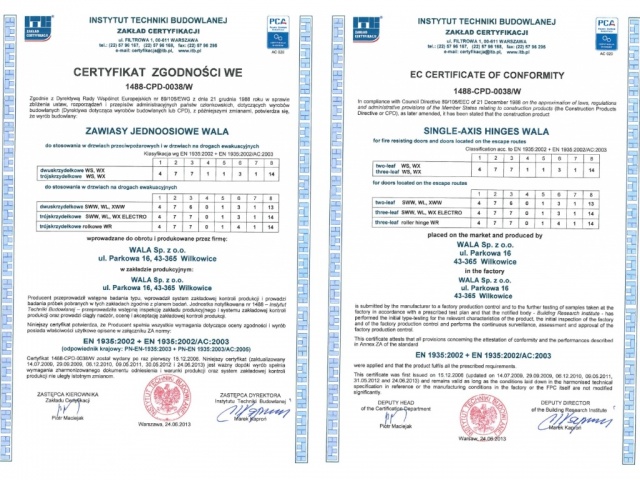 EC certificate of conformity