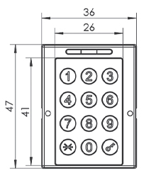 WALA - wymiary orientacyjne klawiatury numerycznej IDENCOM