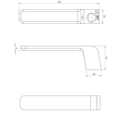 Klamka panelowa WALA H6S26L - wymiary