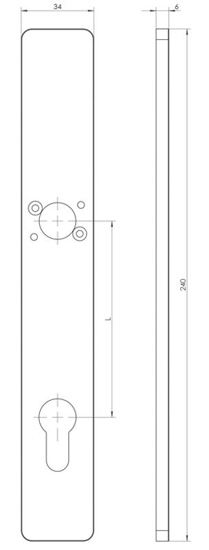 Klamka Wala - H6 Szyld S5 - wymiary szyldu 34mm