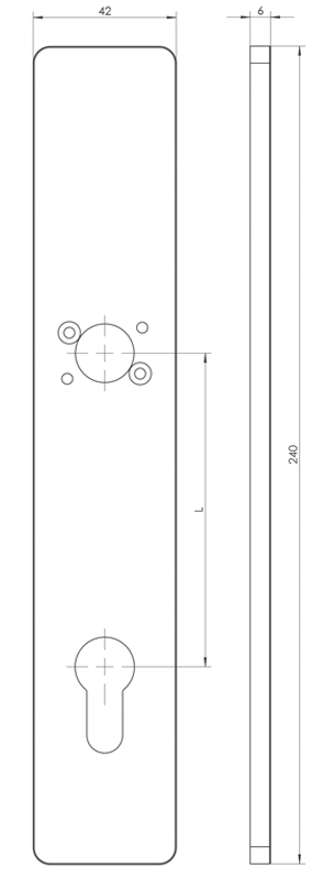 Klamka Wala - H6 Szyld S5 - wymiary szyldu 42 mm