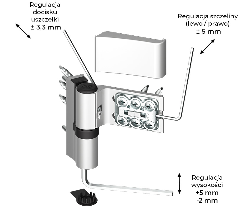 Zawias do drzwi PCV WALA EXL 2-skrzydełkowy regulacja