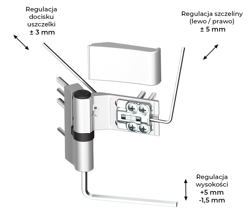 Zawias do drzwi PCV WALA EXM 2-skrzydełkowy regulacja