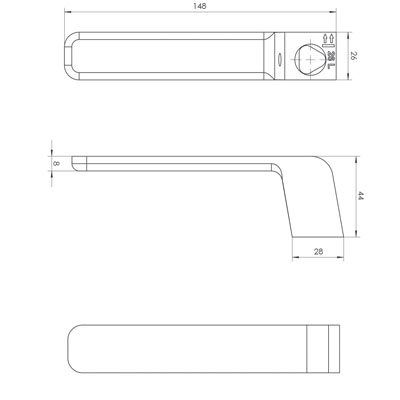 Klamka panelowa WALA H6S26L - wymiary