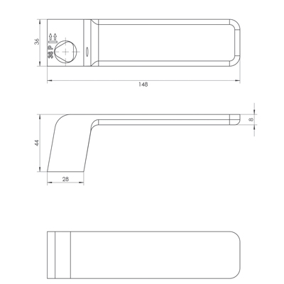 Klamka panelowa WALA H6S36P - wymiary rękojeści